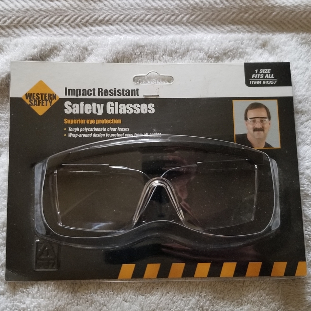 Western Safety Impact Resistant Safety Glasses, One Size Fits All - Never Used